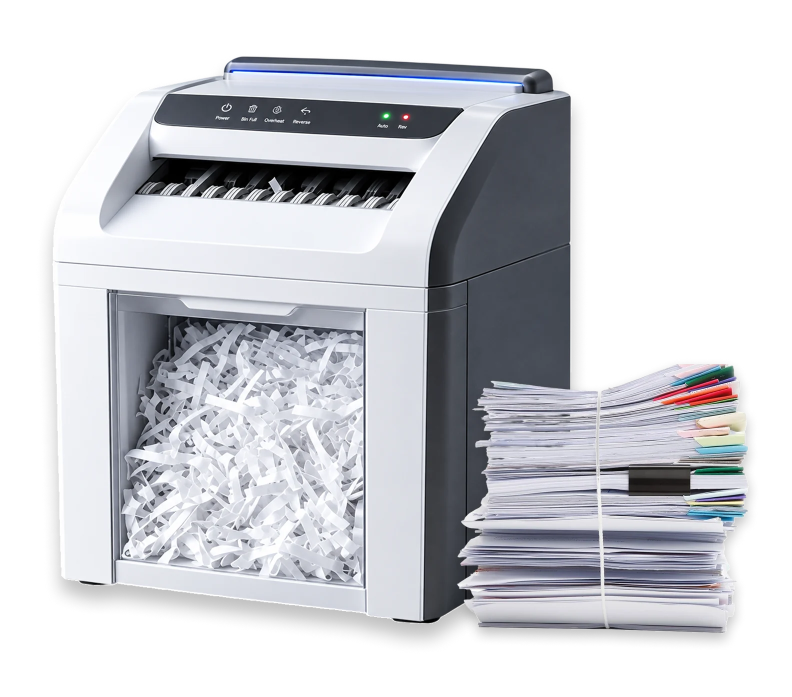High-security confidential document shredding machinery and securely cross-cut recycled paper